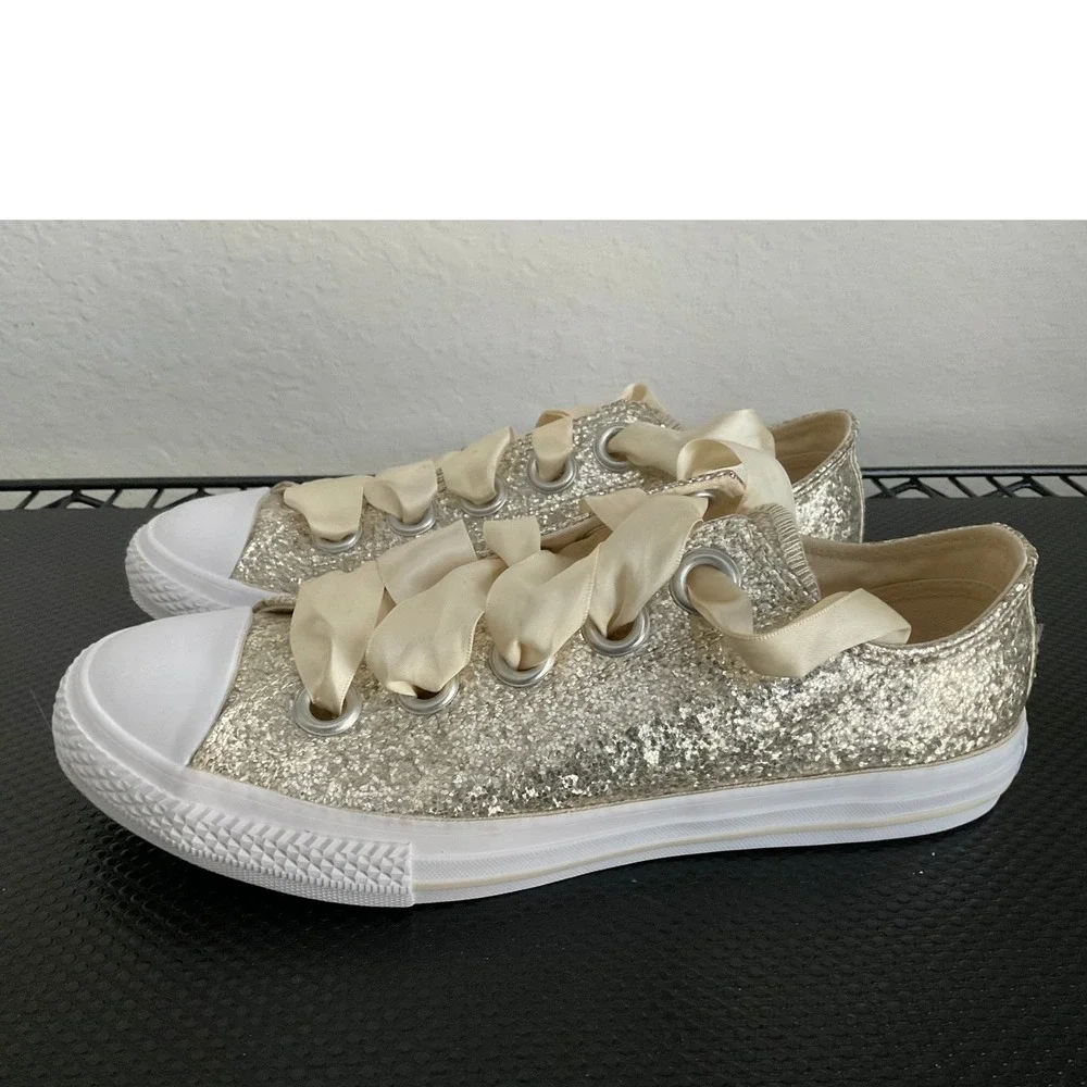 Converse Chuck Taylor All Star Big Eyelet Gold Glitter Ribbon Shoes US 5 662307C